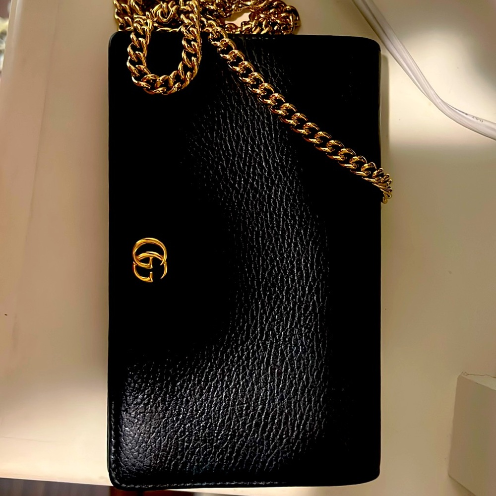 GG MARMONT LEATHER MINI CHAIN BAG